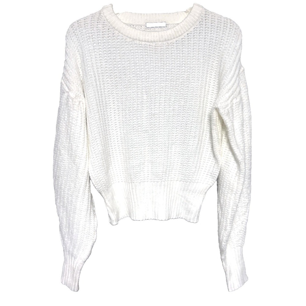 ZARA Cream Soft Knit Sweater XL Women Puff Sleeve Cozy Pullover Neutral Fall Top